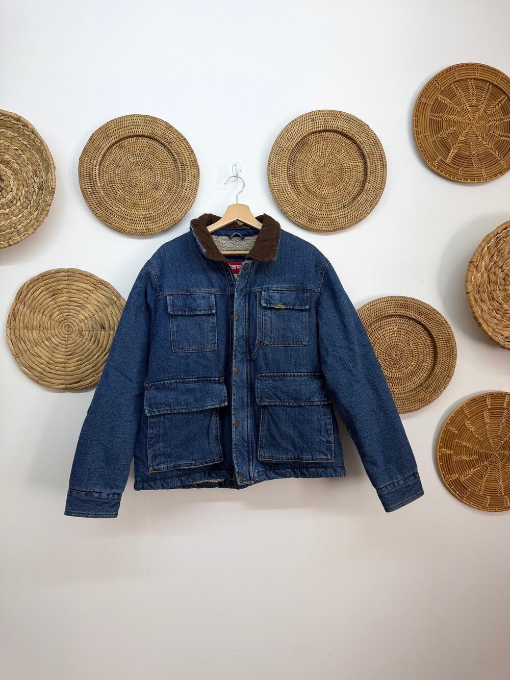 Vintage Wrangler Corduroy Collar Jean Jacket Mens Large